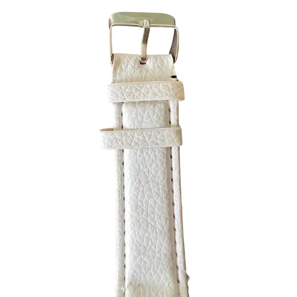 Paris Eiffel Tower White Vegan Leather Gold Tone Buckle Strap Analog Watch MINT - Picture 4 of 11